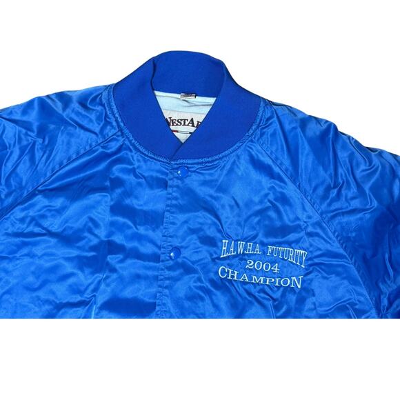 Vintage Westark Satin Jacket Men's Large Blue Snap HAWHA‎ Futurity 2004 Champion - Picture 3 of 13
